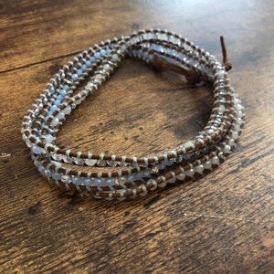 Chan Luu 33” blue and crystal wrap bracelet